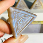 Carved Moonstone Evil Eye Figurine – Blue Flash Crystal for Home Decor