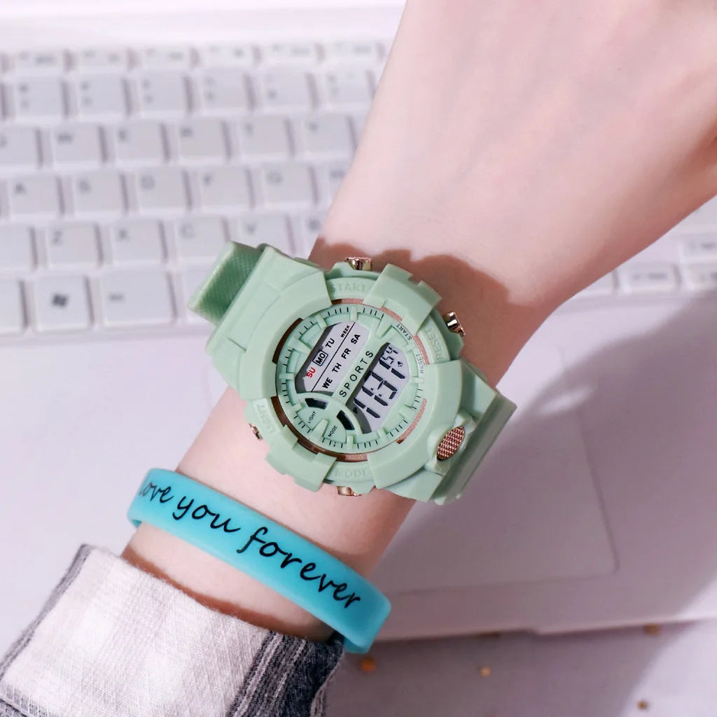 Digital LED Sport Watch – Waterproof Countdown Timer for Women