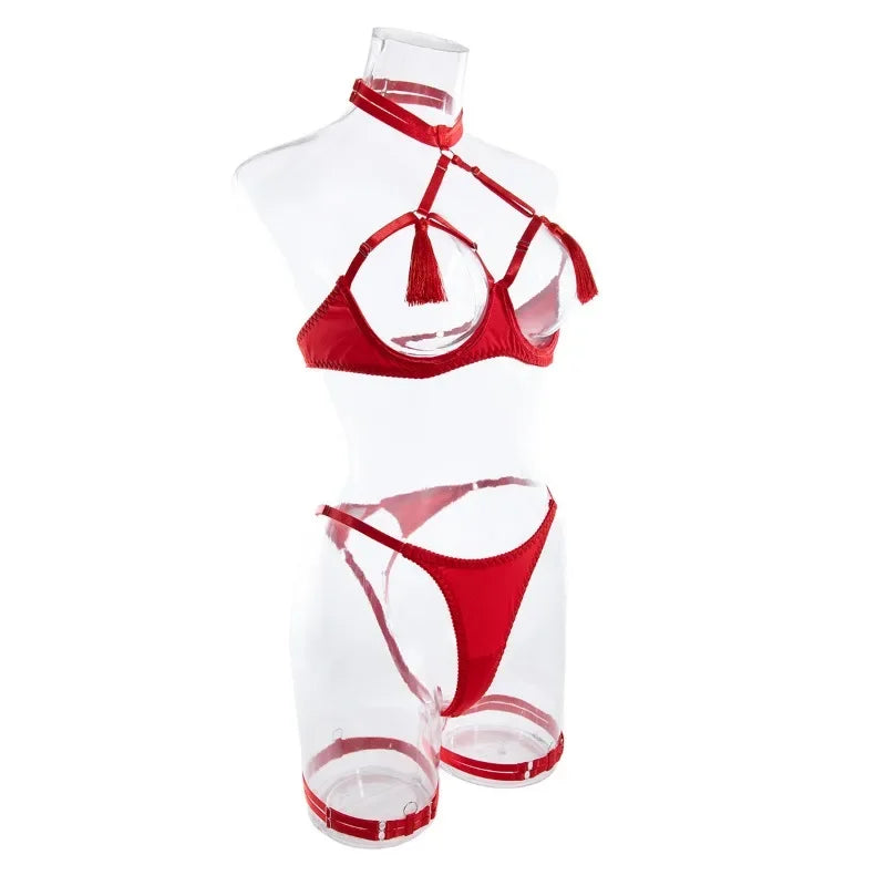 Tassel Lingerie Set – Cut Out Two Piece Set for Sexy Women's Underwear