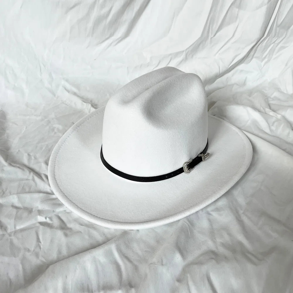 Vintage Wide Brim Cowboy Hat – Leather Western Style for Men and Women