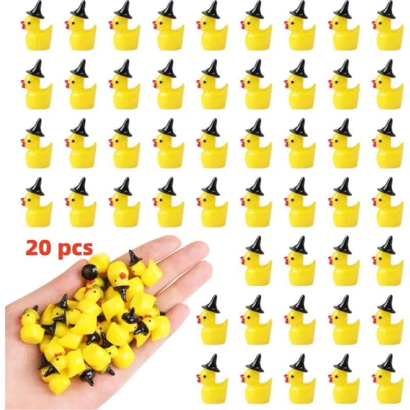 Mini Resin Witch Ducks – Tiny Figurines for Fairy Garden Dollhouse Decor