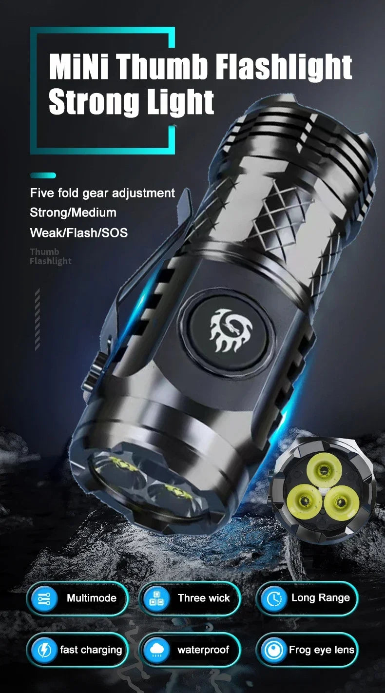 Rechargeable LED Flashlight – High-Lumen USB Torch for Camping and Hiking