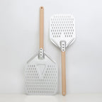Perforated Aluminum Pizza Peel – Non-Slip Wooden Handle for Home Baking