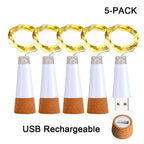 USB Rechargeable Cork Fairy Lights – 2m 20 LED String Lamp for Home Decor