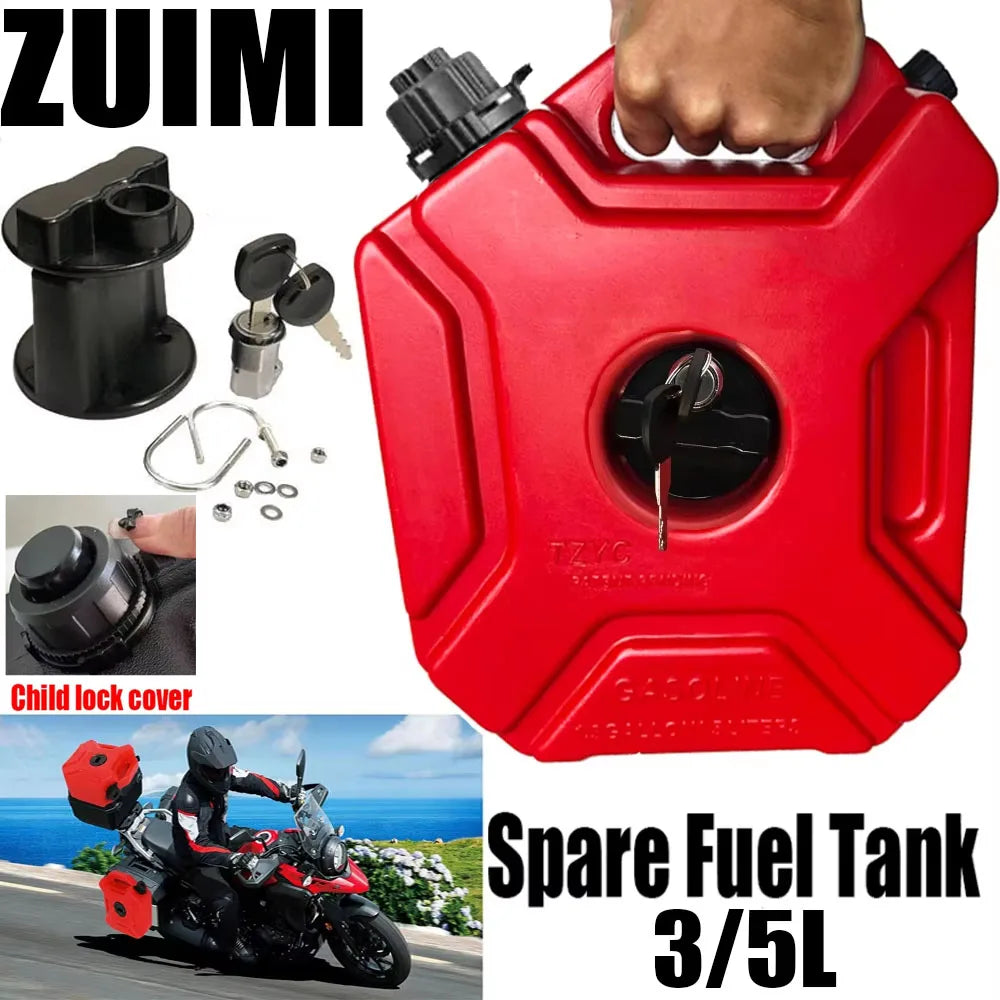5L Plastic Fuel Canister – Lockable Backup Tank for Motorcycle SUV Storage