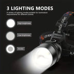 Rechargeable LED Headlamp – Aluminium High Lumen Light for Outdoor Camping