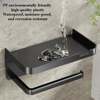 Wall Mounted Toilet Paper Holder – Plastic Storage Shelf for Bathroom