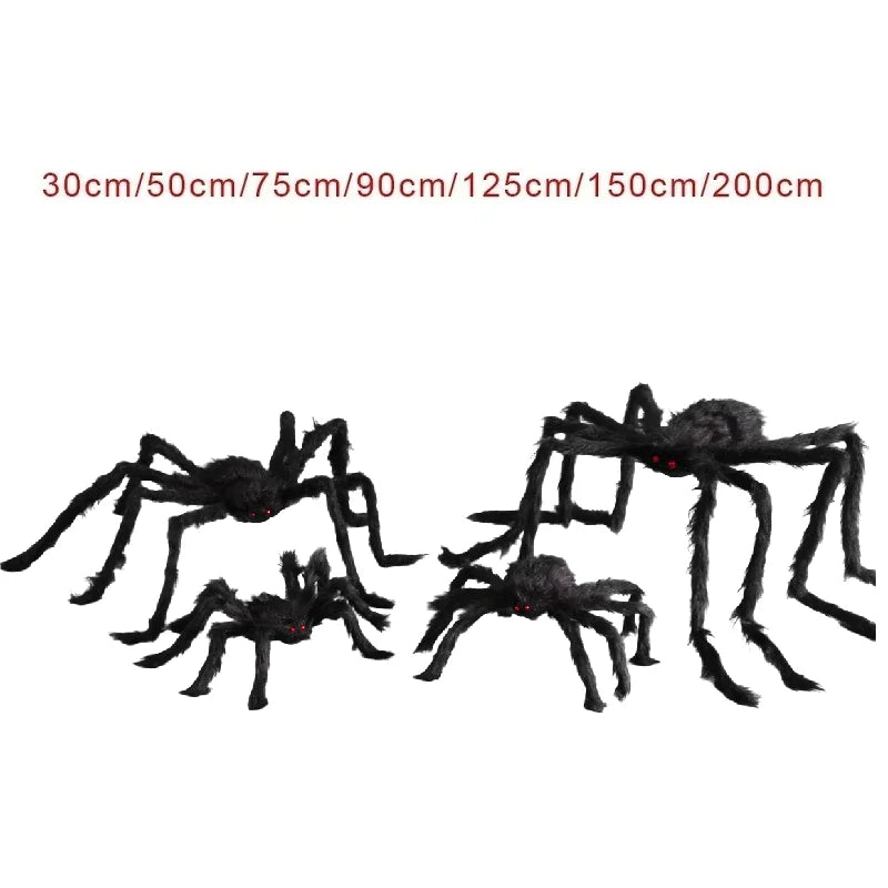 Giant Plush Spider Decoration – 30-200cm Horror Prop for Halloween Party