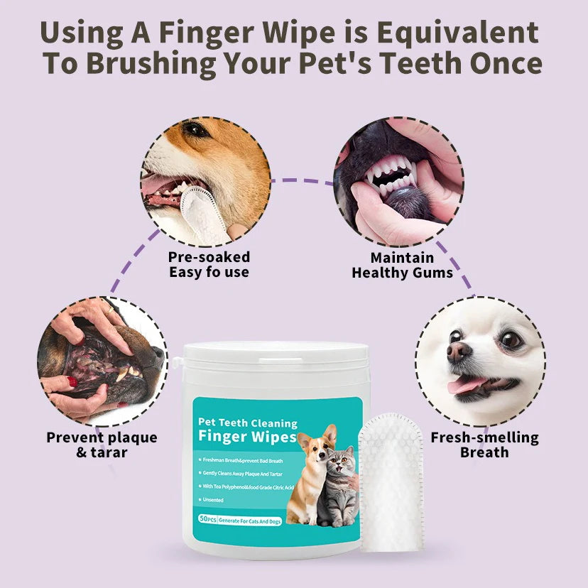 Disposable Finger Toothbrushes – Oral Cleaning Wipes for Dogs and Cats