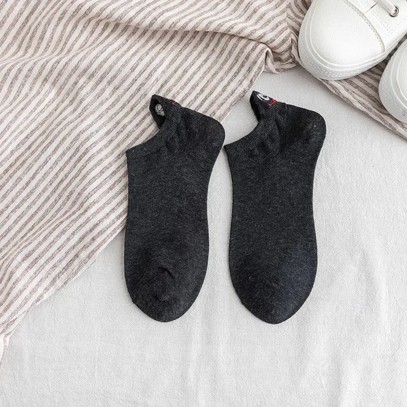 Embroidered Expression Ankle Socks – Kawaii Cotton Fashion for Casual Wear