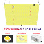 Full Spectrum LED Grow Light – 850W Quiet Fanless Panel for 5x5FT Indoor Plants