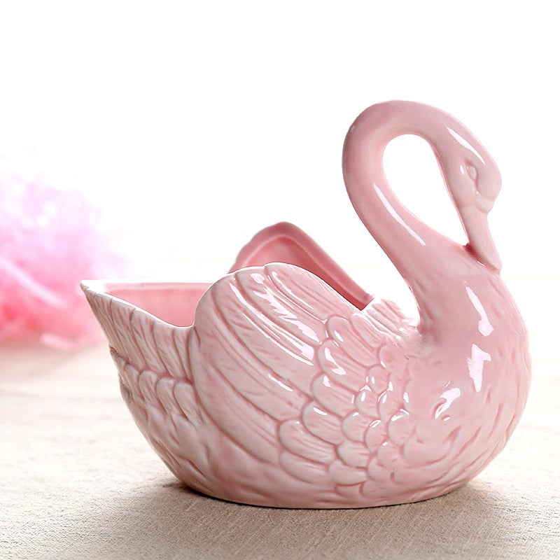 Swan Shaped Ceramic Pot – Multi-function Decor for Jewelry and Candy