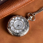 Engraved Hollow Quartz Pocket Watch – Vintage Pendant Necklace for Gifts