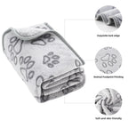 Plush Dog Paw Print Blanket – Soft Flannel Pet Mat for Dogs and Cats
