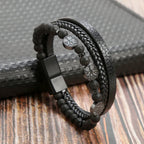 Tiger Eye Leather Bracelet – Multi-Layer Beaded Jewelry for Men