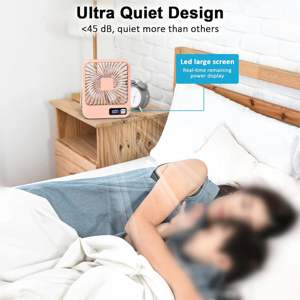 Portable USB Desk Fan – Rechargeable 5-Speed Cooling for Office and Travel