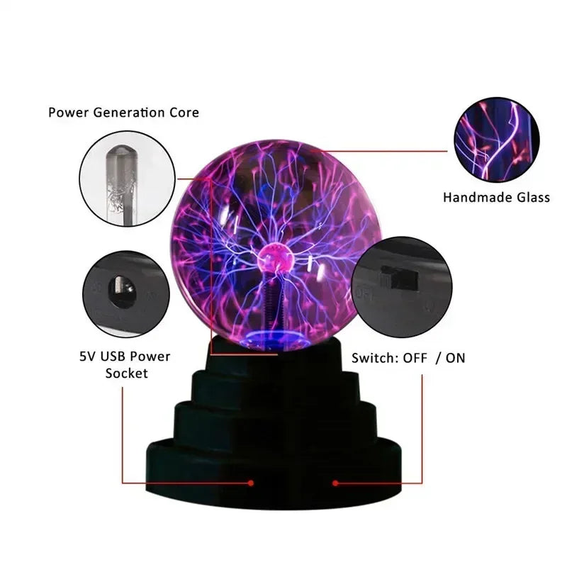 Magic Plasma Ball Lamp – Interactive Electrostatic Light for Kids Decor