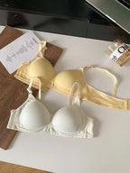 Seamless Cotton Wireless Bra – Breathable Gathered Underwear for Daily Comfort