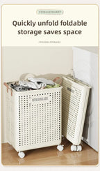 Rolling Laundry Hamper – Large Capacity Collapsible Basket for Bathroom