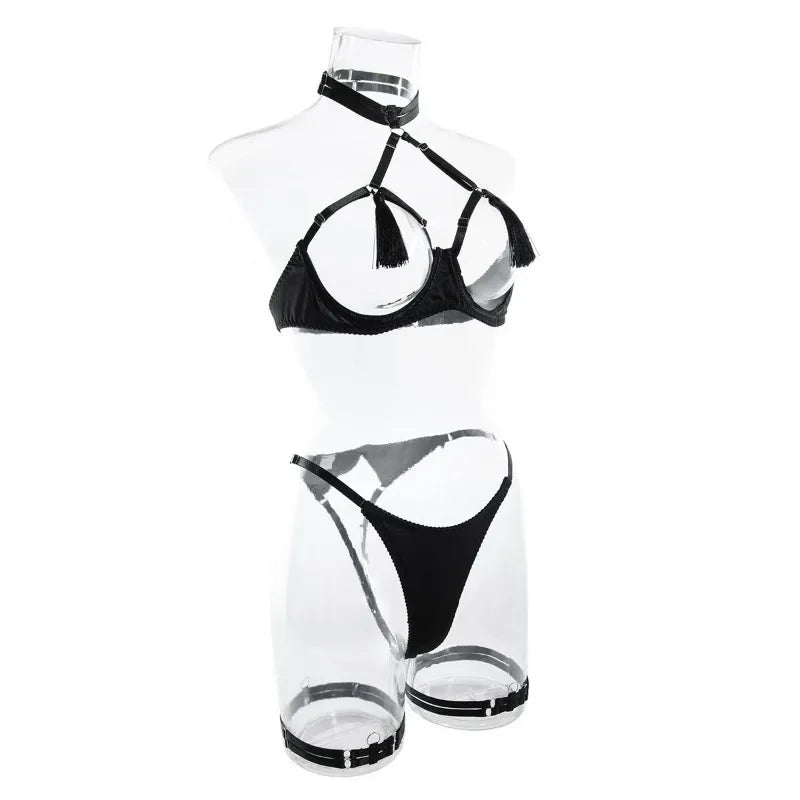 Tassel Lingerie Set – Cut Out Two Piece Set for Sexy Women's Underwear