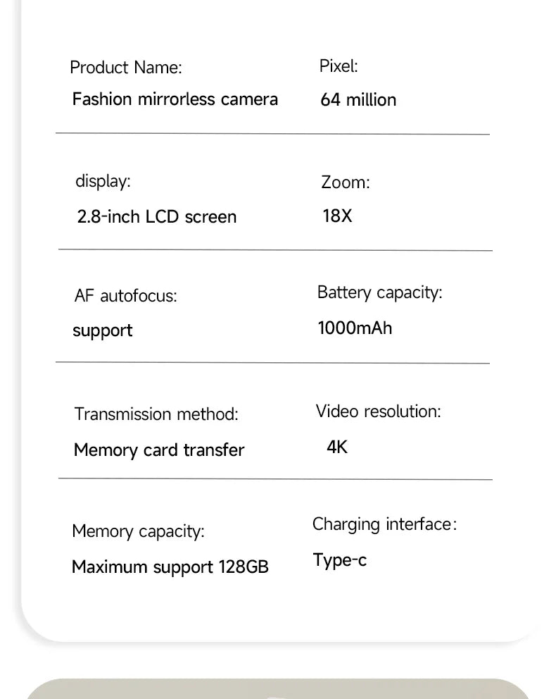 4K 64MP Compact Digital Camera – 18X Zoom for Travel Vlogging and Photography
