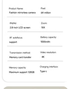 4K 64MP Compact Digital Camera – 18X Zoom for Travel Vlogging and Photography