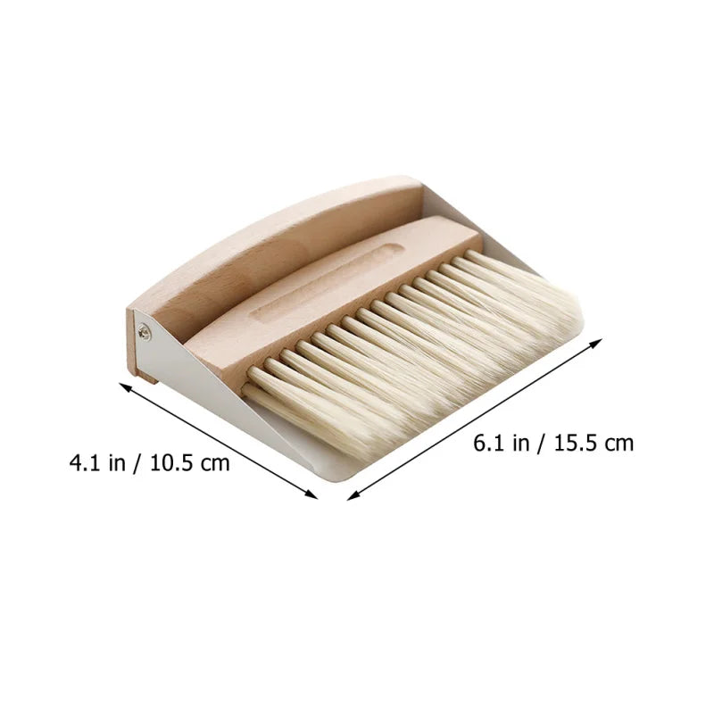 Mini Natural Wood Window Brush Set – Small Handheld Sweeper for Home Kitchen