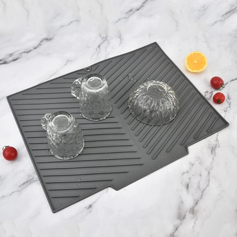Silicone Dish Drying Mat – Non-Slip Heat Resistant Pad for Kitchen Counters