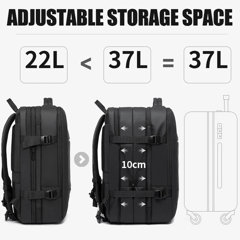 Expandable 17.3-inch Laptop Backpack – Waterproof Travel Bag for Men