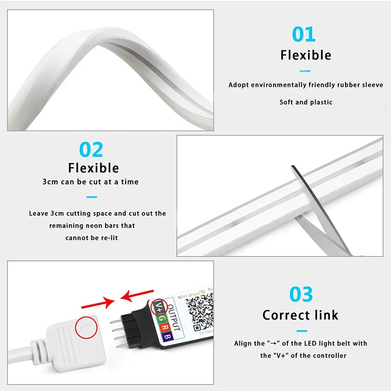 Smart RGB Neon LED Strip – WiFi App Controlled Light for Home Gaming Decor