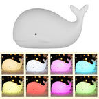 Silicone Whale LED Night Light – Rechargeable RGB Lamp for Kids Bedroom Decor