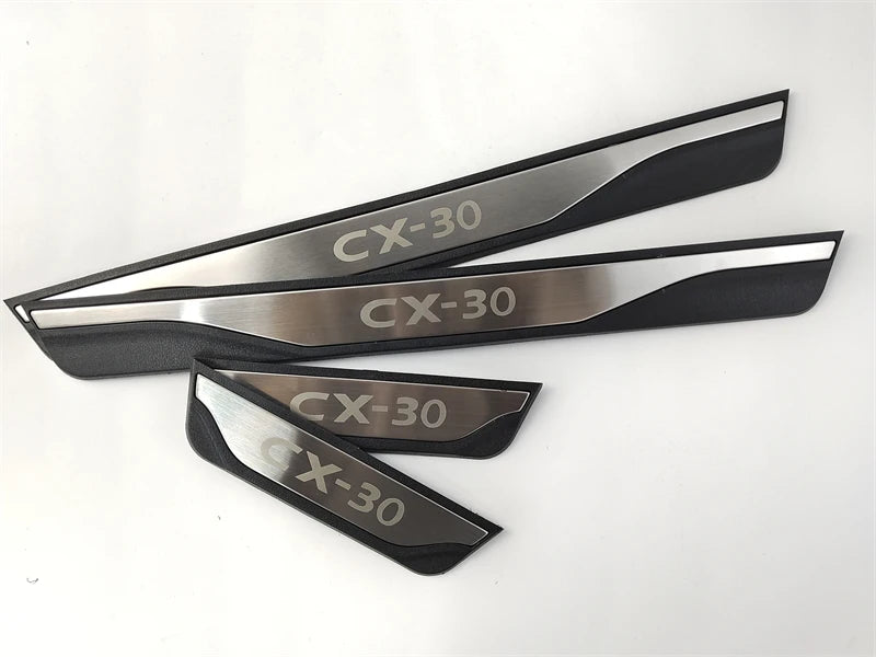 Stainless Steel Door Sill Guards – Interior Protective Scuff Plates for Mazda CX-30