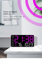 LED Digital Wall Clock – Temperature and Date Display for Home Office