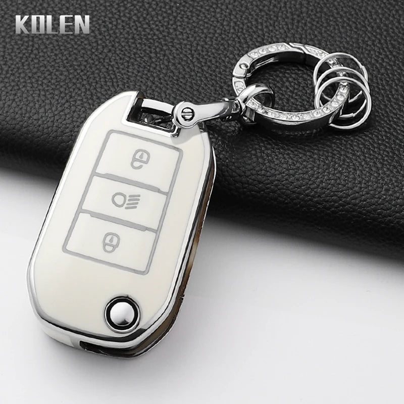 TPU Car Key Case Cover – Protective Keychain for Peugeot and Citroen Models