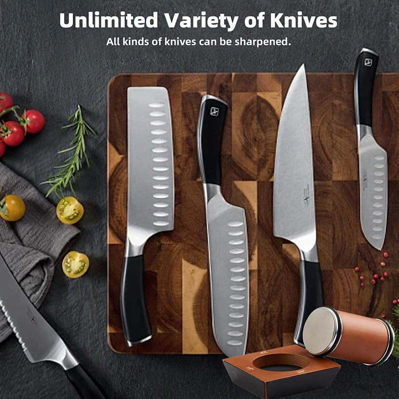 Rolling Knife Sharpener – Diamond Whetstone Kit for Straight Edge Blades