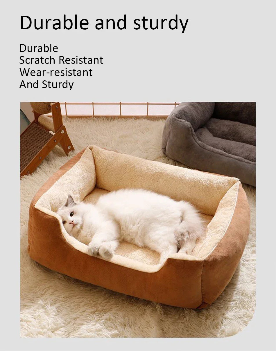 Plush Pet Bed – Soft Cushion Basket for Cats and Small Dogs