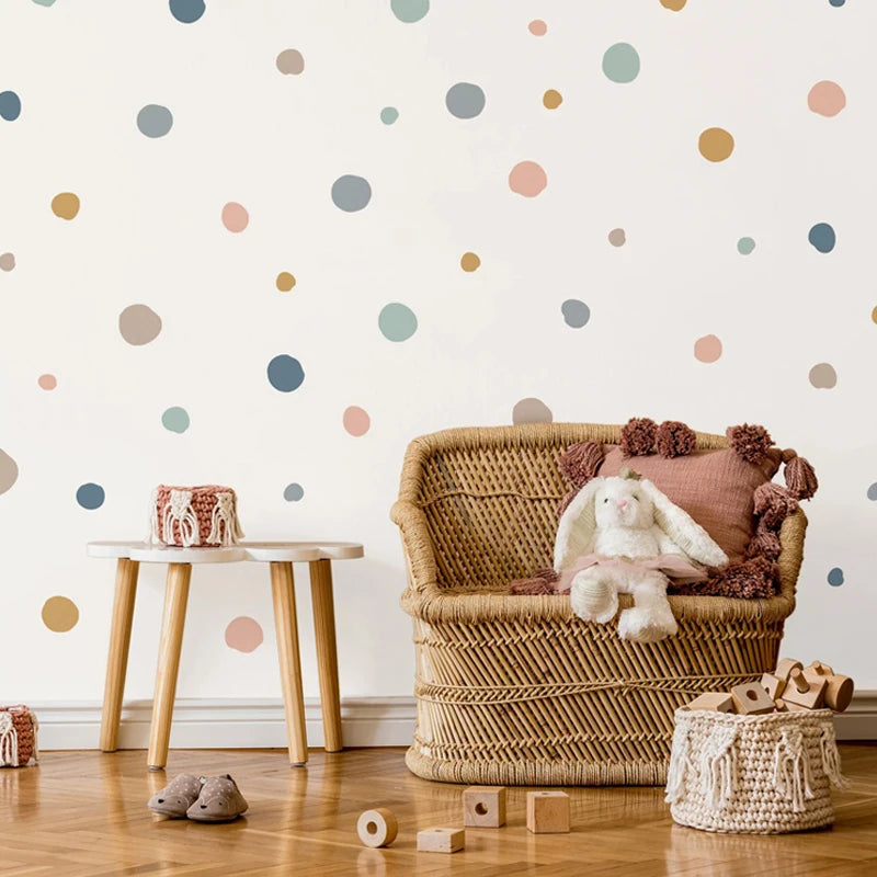 Boho Polka Dot Wall Decals – Colorful Removable Nursery Decor for Kids Room