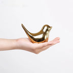 Nordic Gold Ceramic Bird Statue – Modern Animal Sculpture for Home Decor