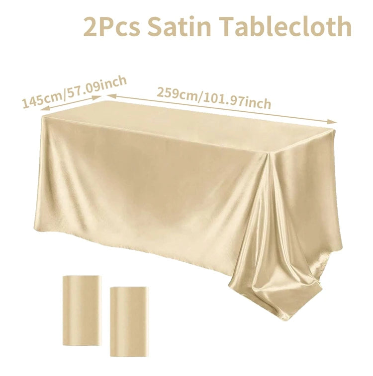 Satin Rectangle Tablecloth – Smooth Solid Color Cover for Wedding Parties
