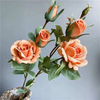 Silk Rose Branch – 5 Head Artificial Floral Stem for Wedding Home Decor