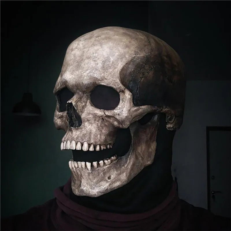 Full Head Skull Mask – Realistic Moveable Jaw for Halloween Cosplay