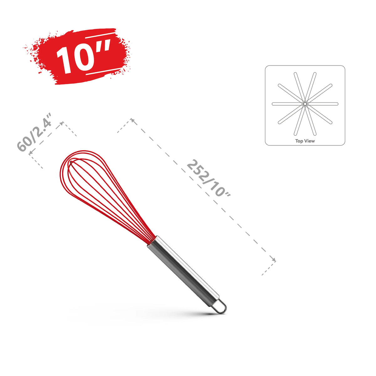 Stainless Steel Balloon Whisk – 8 10 12 Inch Wire Beater for Kitchen Cooking