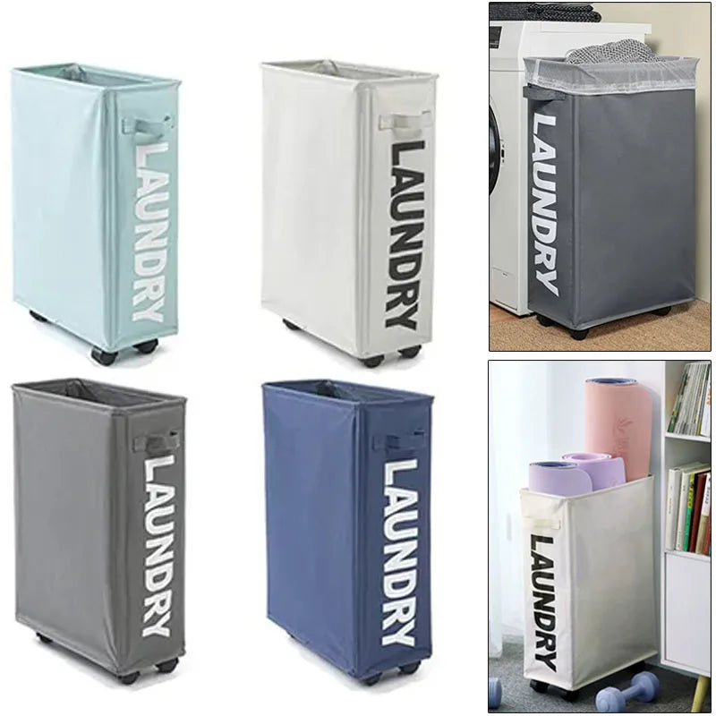 Rolling Laundry Basket – Large Capacity Waterproof Hamper for Yoga Storage