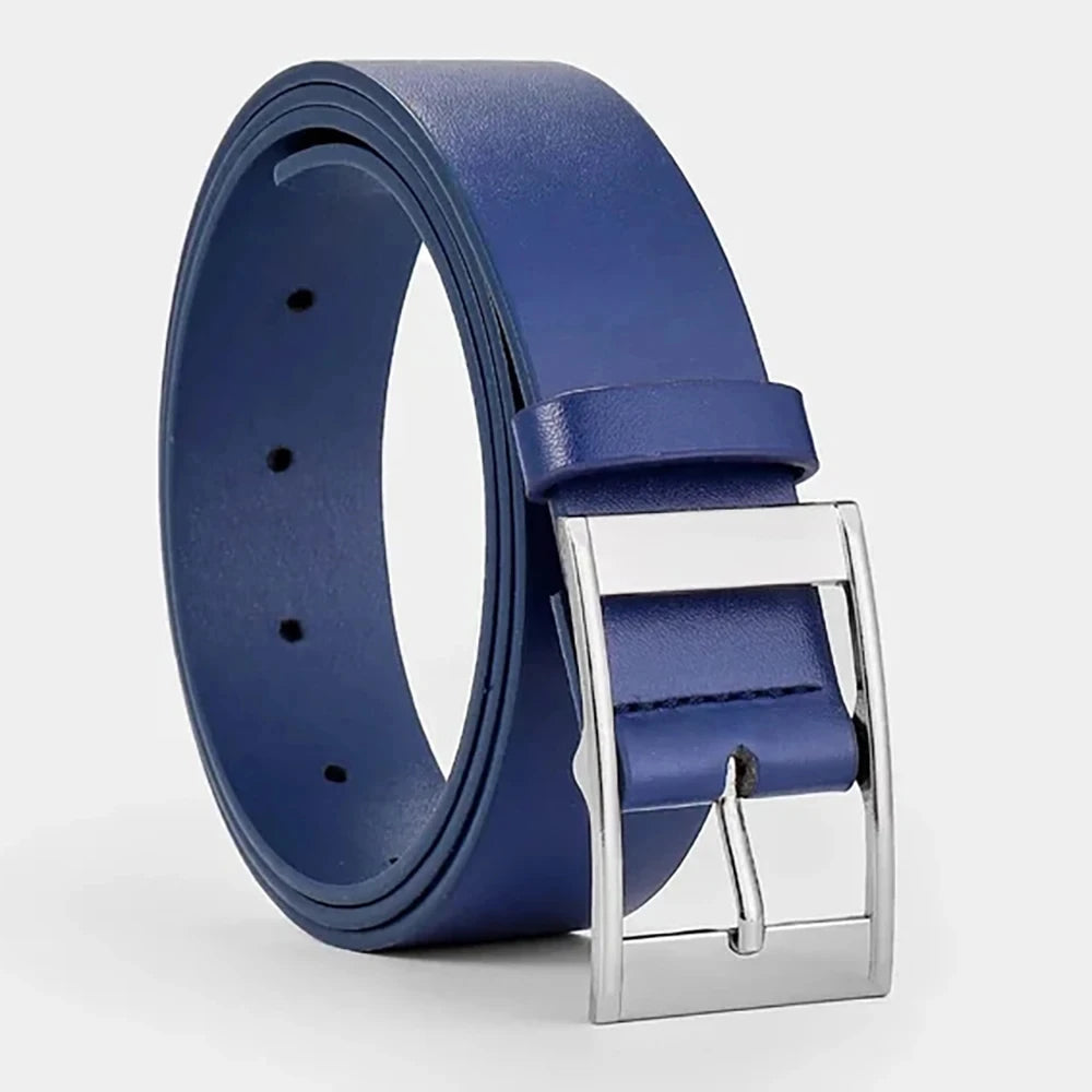 Mens PU Leather Belt – Designer Style Metal Pin Buckle for Casual Jeans