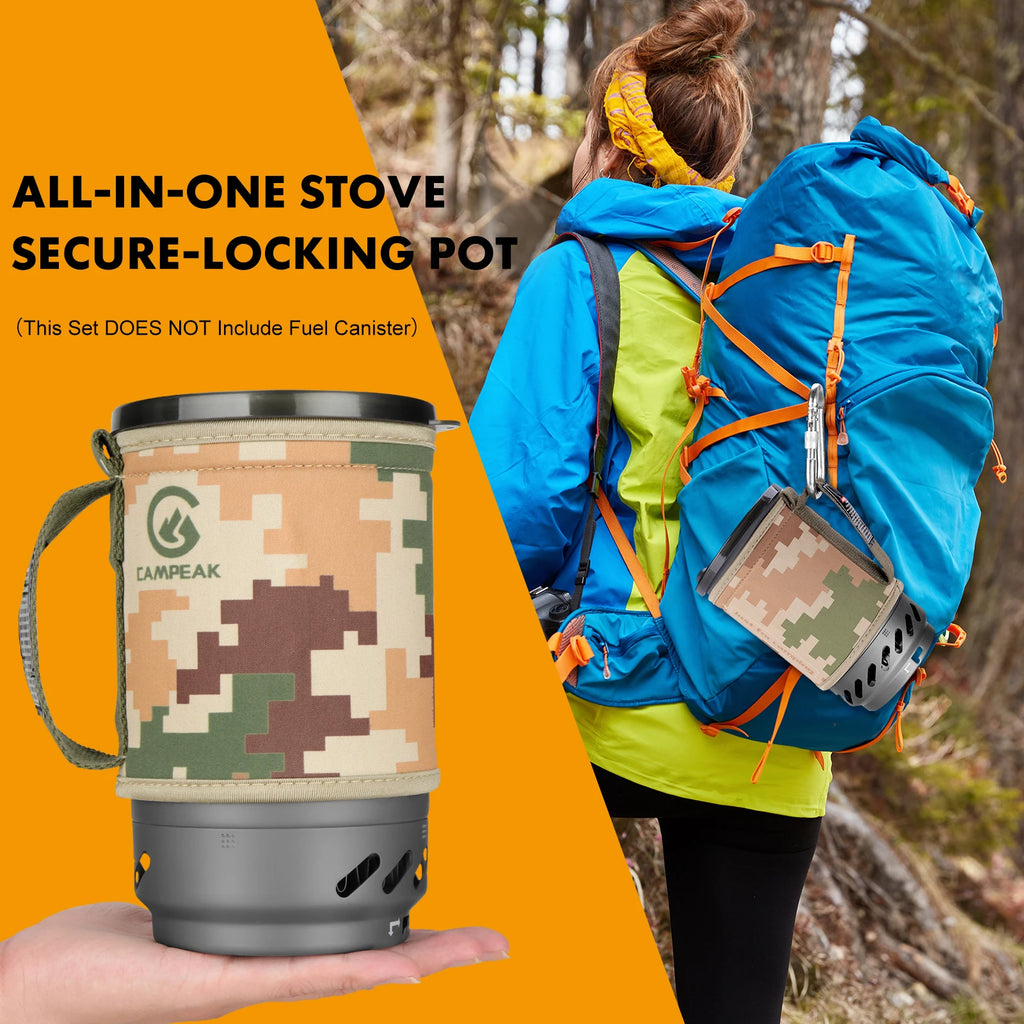 Portable Backpacking Stove – 1.4L Propane Cooking System for Camping
