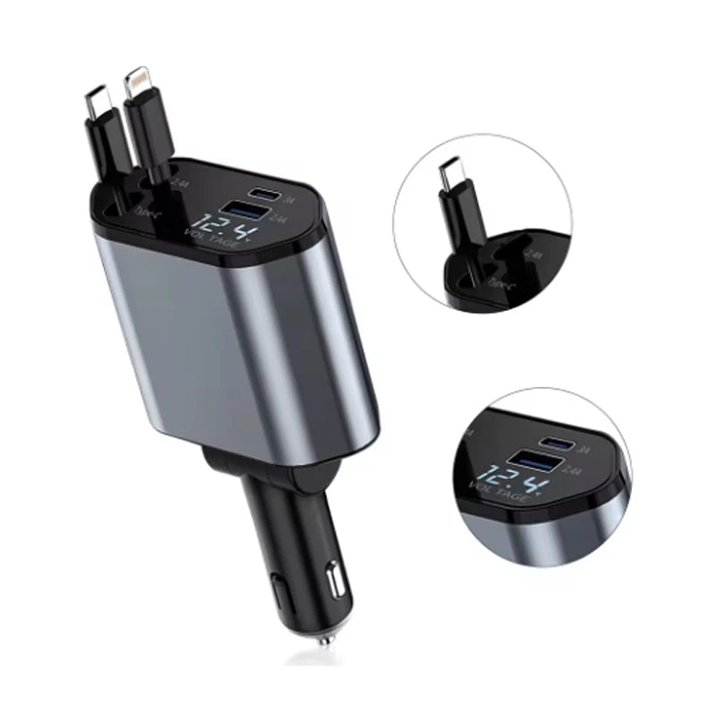 Retractable Car Charger – 120W Fast Charging Adapter for Mobile Devices