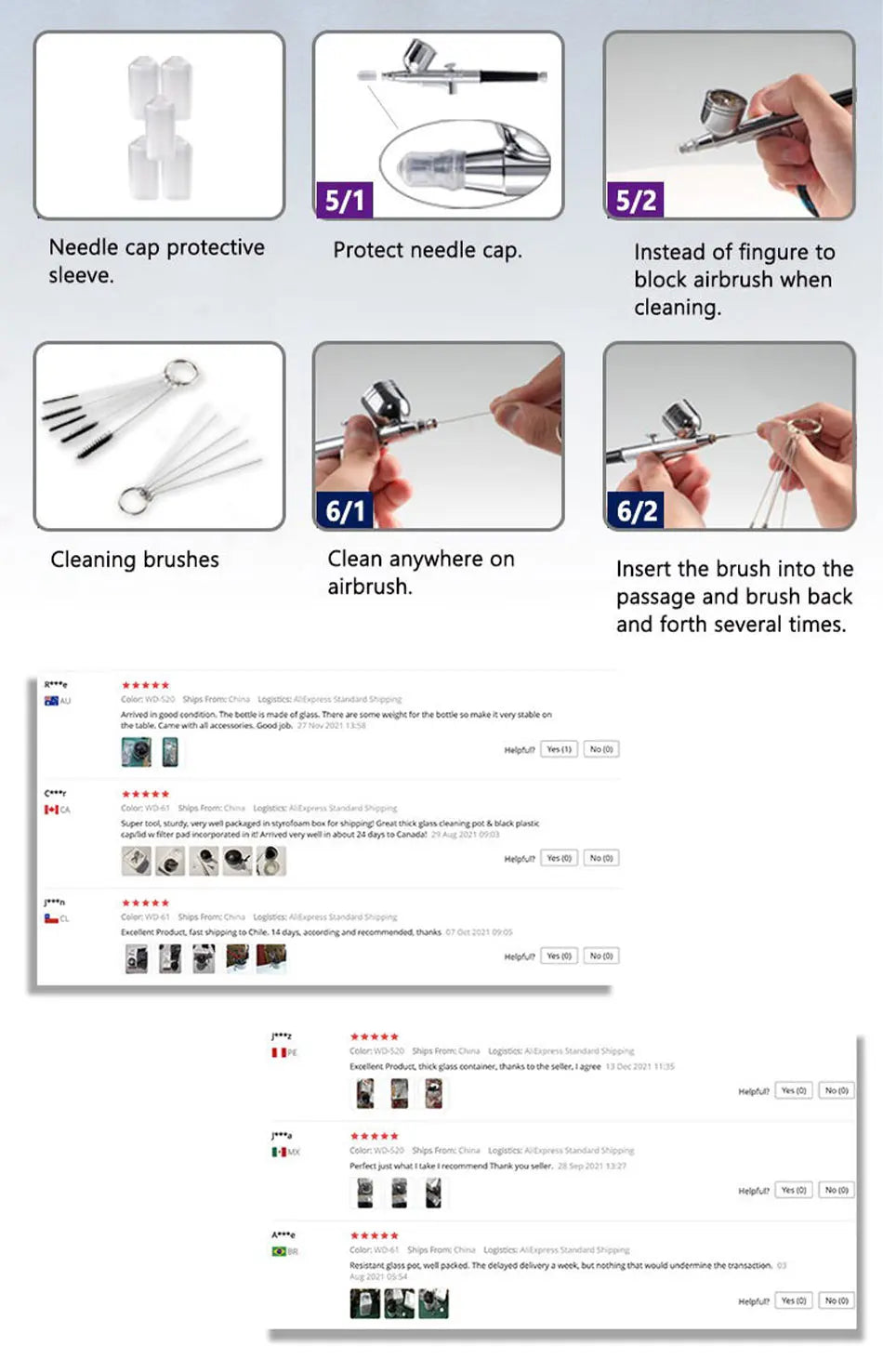 Airbrush Cleaning Pot with Holder and Needle Tool Kit for Spray Guns