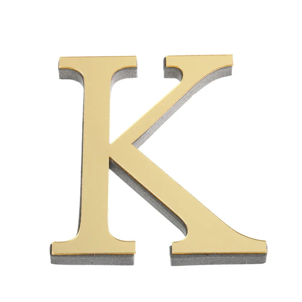 3D Gold Acrylic Letter Wall Stickers – Self-Adhesive Alphabet Home Decor