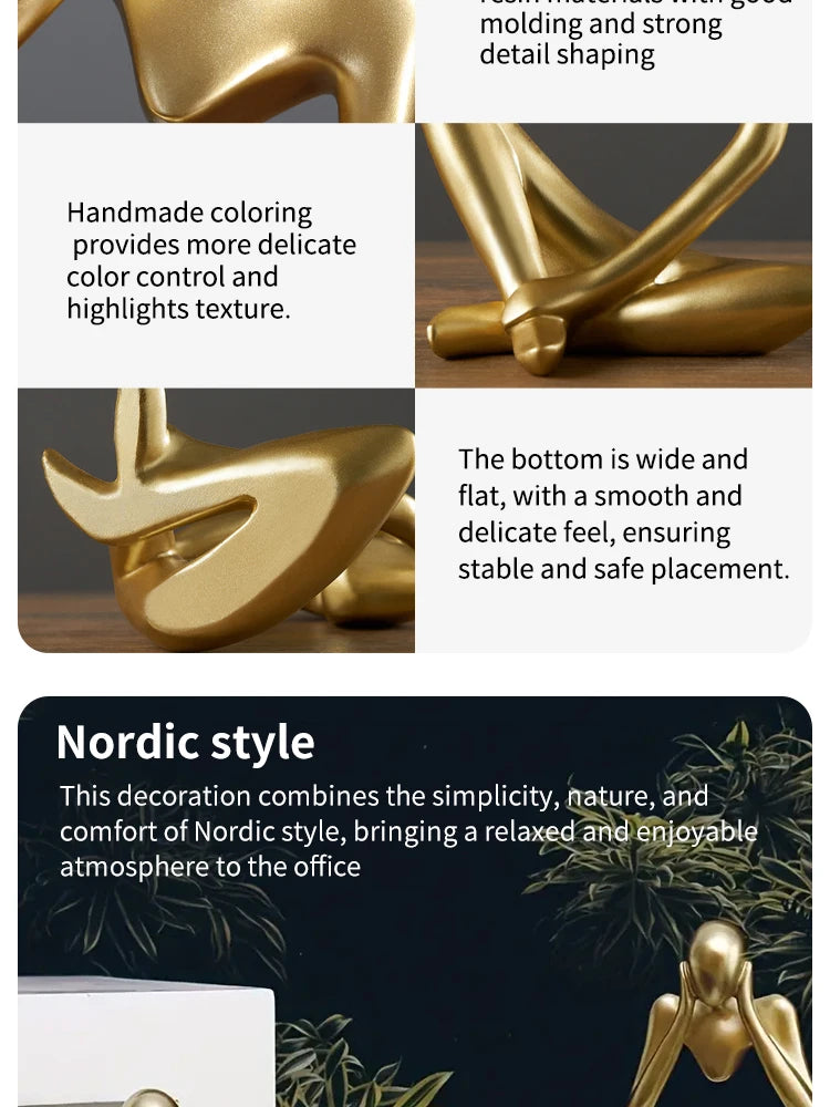 Abstract Figure Sculpture – Minimalist Resin Ornament for Modern Home Decor