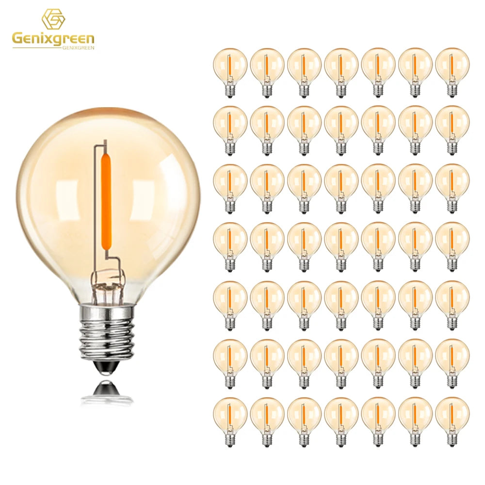 G40 Gold Tint LED Filament Bulbs – Dimmable Glass Globe for Outdoor Decor